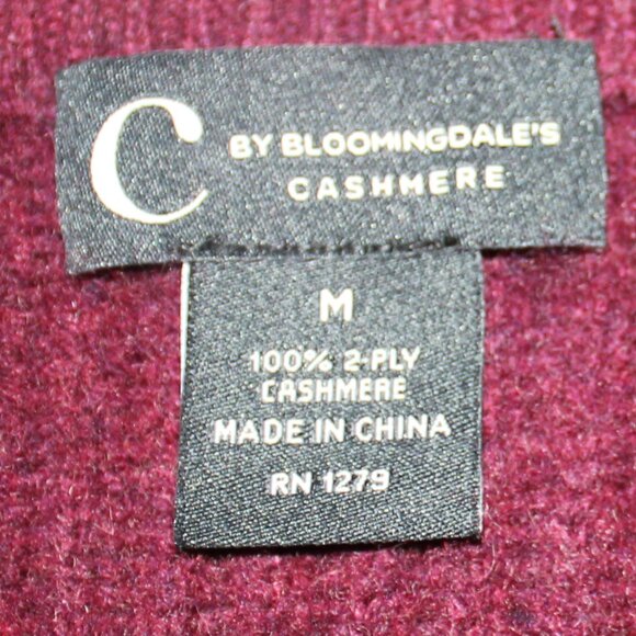 C BY BLOOMINGDALE'S CASHMERE Ribbed Crewneck Sweater  In Heather Burgundy size M - Picture 5 of 6